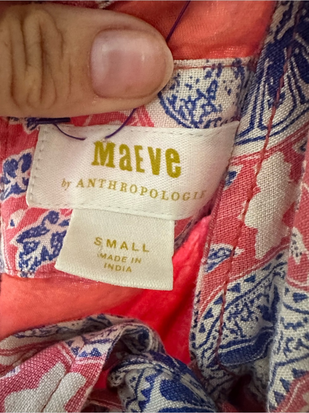 Maeve Pink-Coral and Blue Halter Mini Dress - Picture 3 of 5